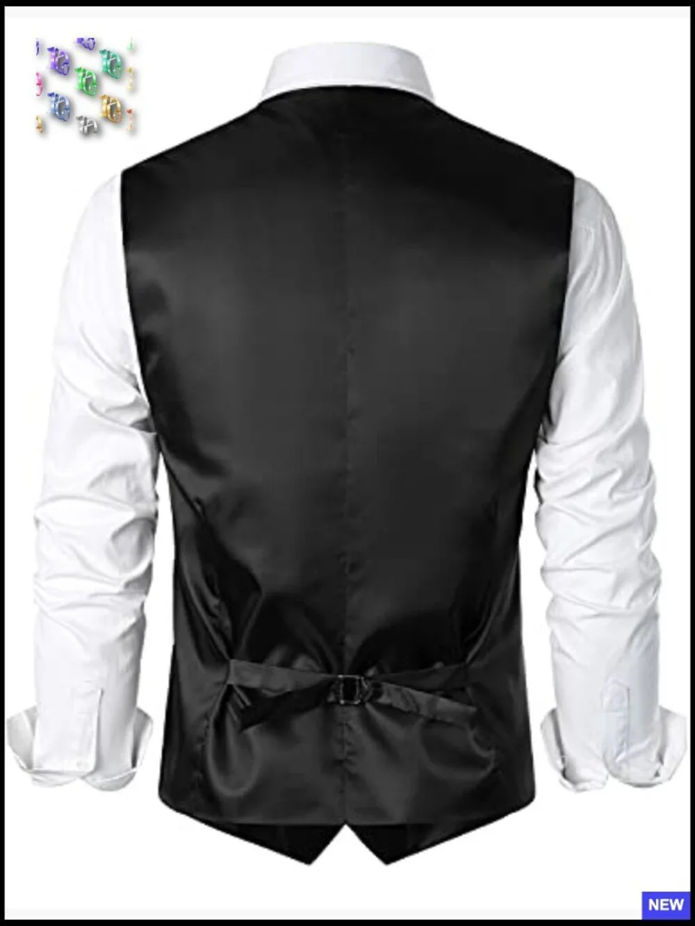 Slim Fit Formal Vest V-Neck Adjustable Belt Three Pockets Business Suit